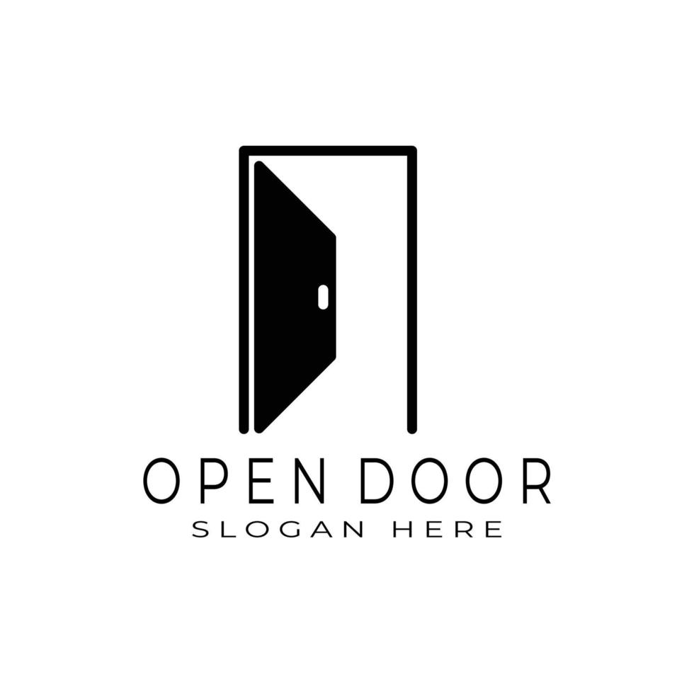 abra a porta, abra a ilustração em vetor de logotipo simples de significado profundo
