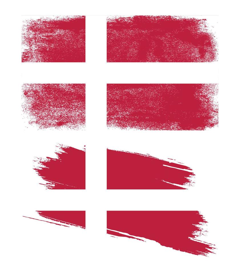 bandeira da dinamarca com textura grunge vetor