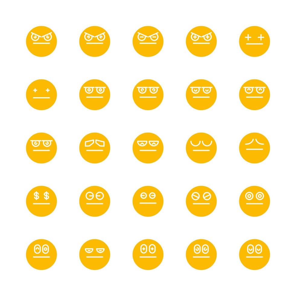conjunto de emoticons fofos amarelos vetor
