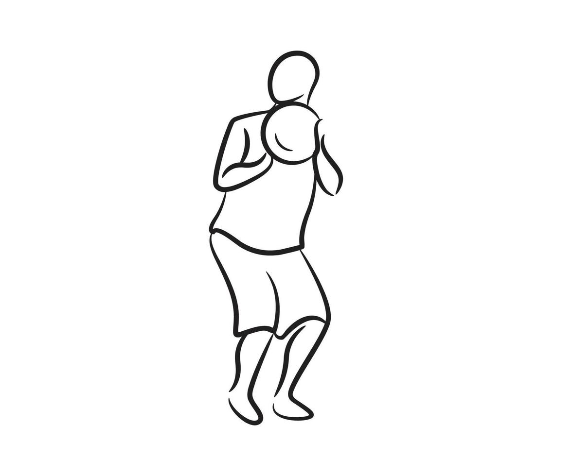 ilustração de linha desenhada de mão de jogador de basquete vetor