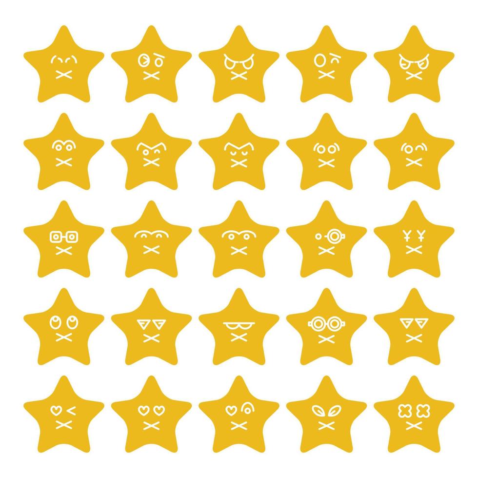 conjunto de vetores de emoticons de estrela muda