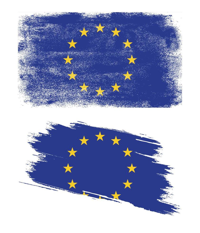 bandeira da união europeia com textura grunge vetor