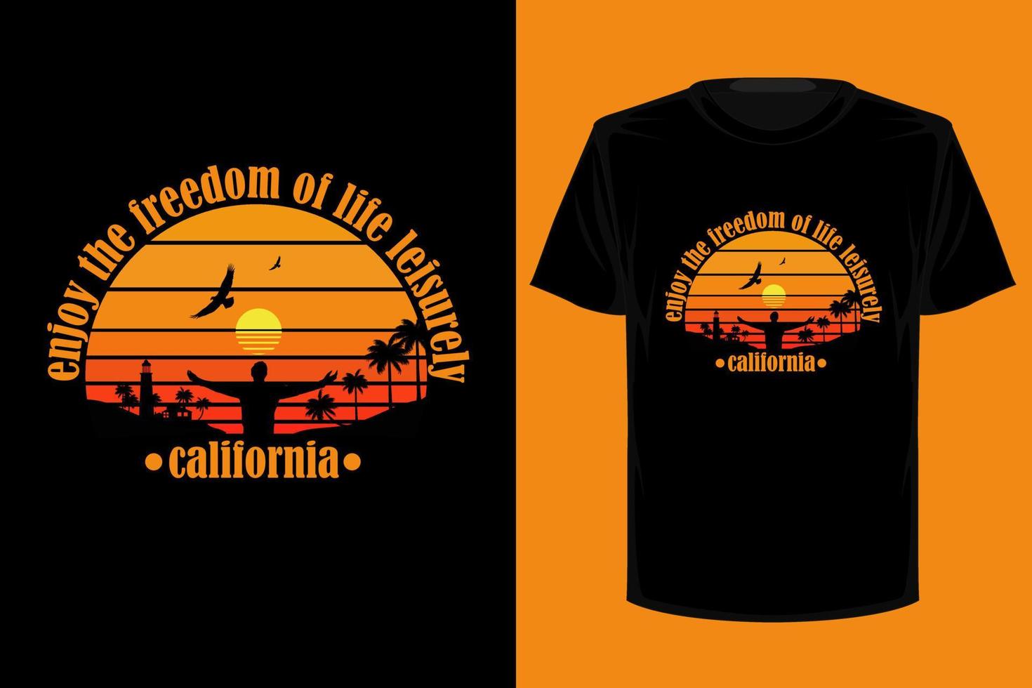 design de camiseta vintage retrô da califórnia vetor