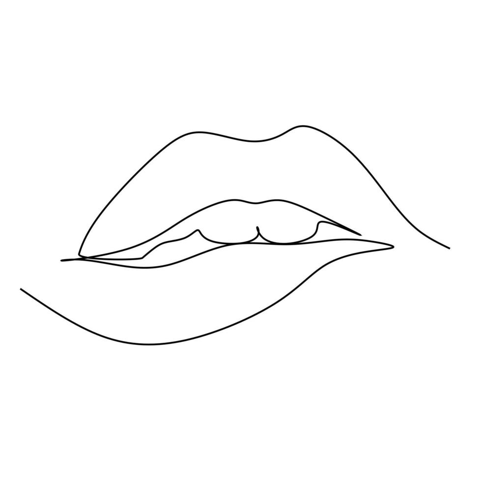 desenho de uma linha contínua dos lábios da mulher sexy. ilustração vetorial desenho moderno de linha única para pôster ou decoração de parede e mídia de promoção de beleza vetor