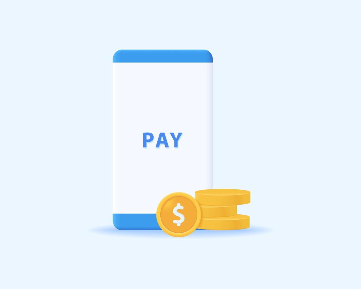 conceito de vetor de ícone realista de pagamento online 3D