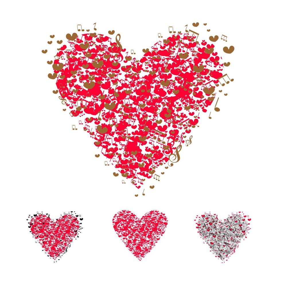 conjunto de decoração de corações para canecas de camisetas de diário e têxteis vetor