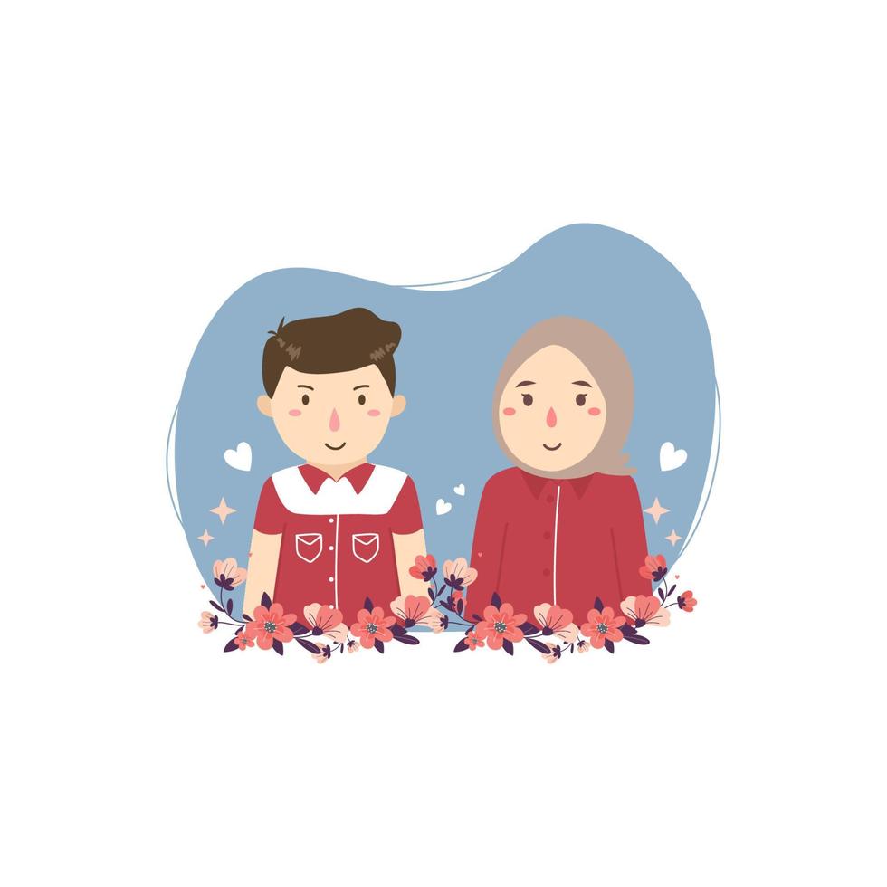 avatar de casal bonito bonito dos desenhos animados vetor