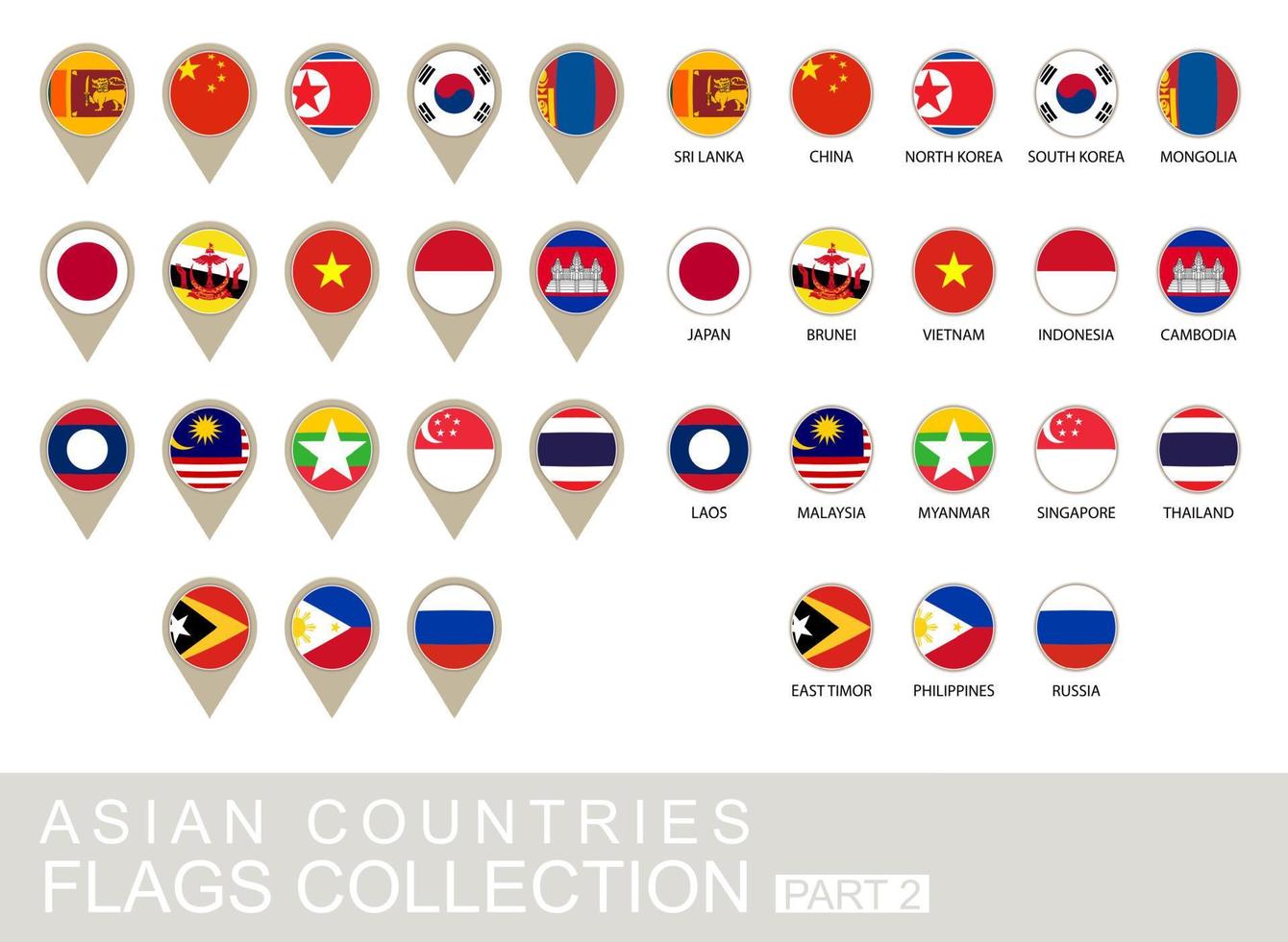 coleção de bandeiras de países asiáticos, parte 2 vetor