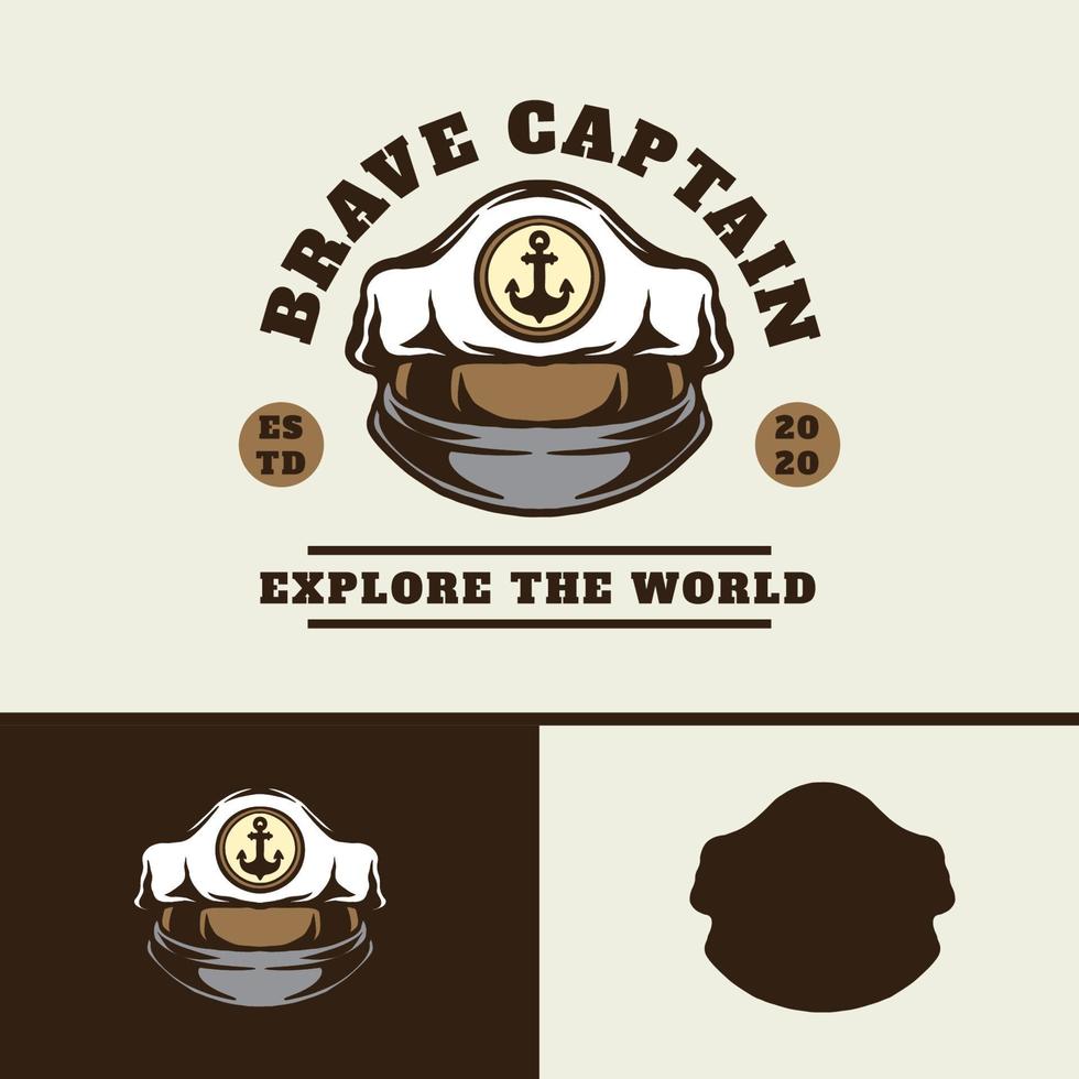 logotipos vintage bravo capitão navio ilustração vetorial vetor