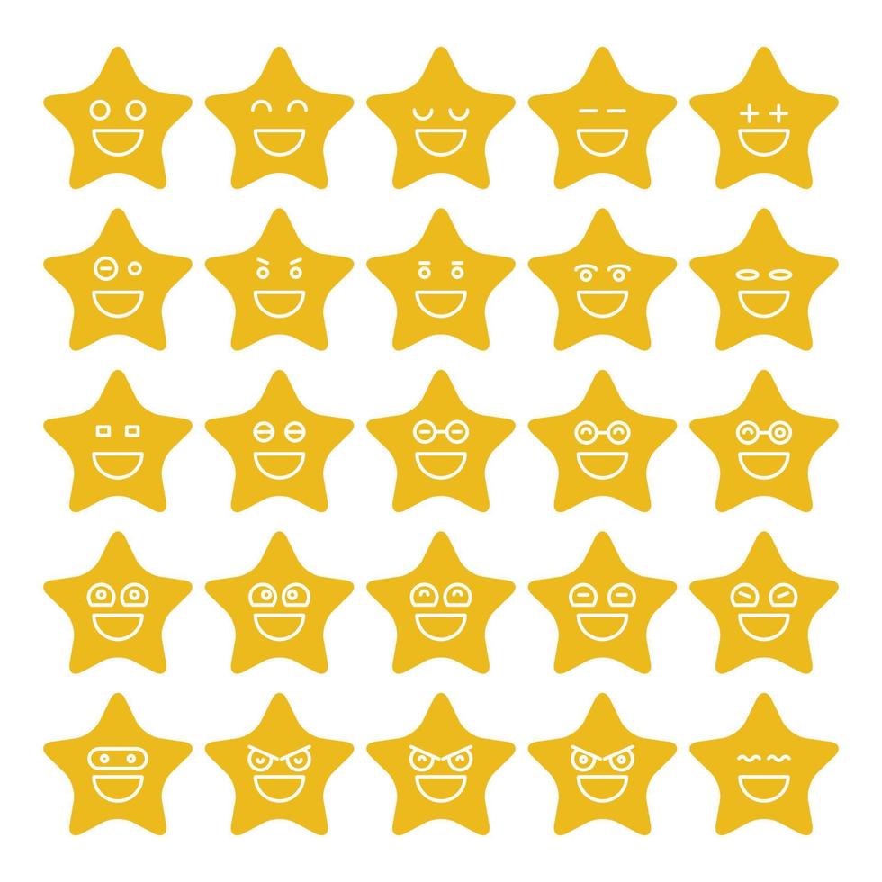 conjunto de vetores de emoticons de estrela de sorriso