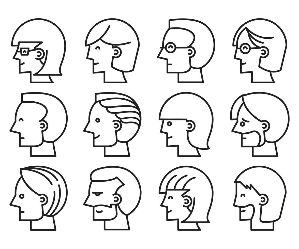 avatares de perfil de rosto masculino e feminino vetor