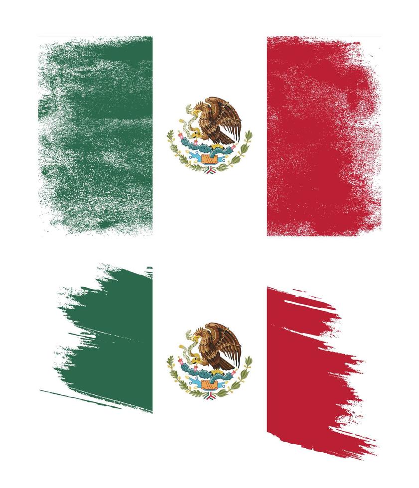 bandeira do méxico com textura grunge vetor