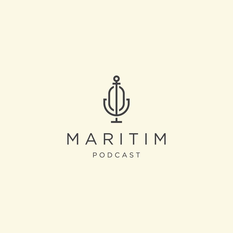 ilustração em vetor modelo de design de ícone de logotipo de podcast marítimo