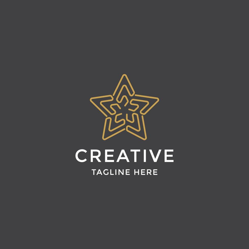 modelo de design de ícone de logotipo de arte abstrata estrela labirinto linha. ouro, elegante, luxo, vetor premium