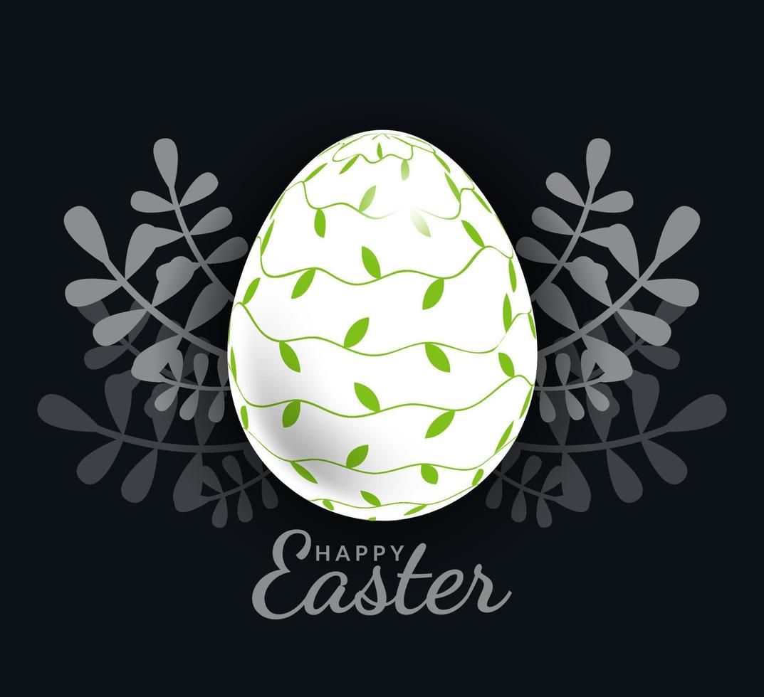 ovo de páscoa com belo padrão de videira verde, vetor, ilustração. vetor