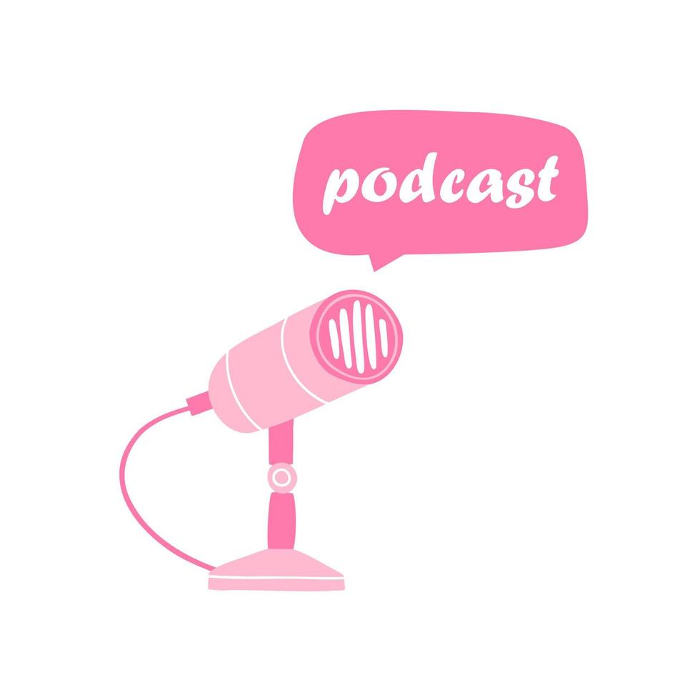 podcast de letras com boca falante. letras para podcast em estilo plano desenhado à mão. vetor