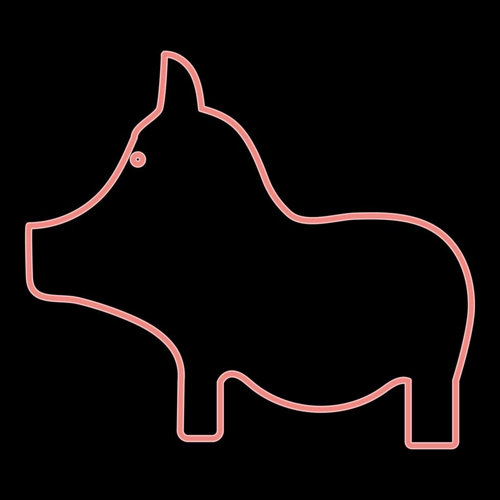 porco neon a imagem de estilo simples de ilustração vetorial de cor vermelha vetor