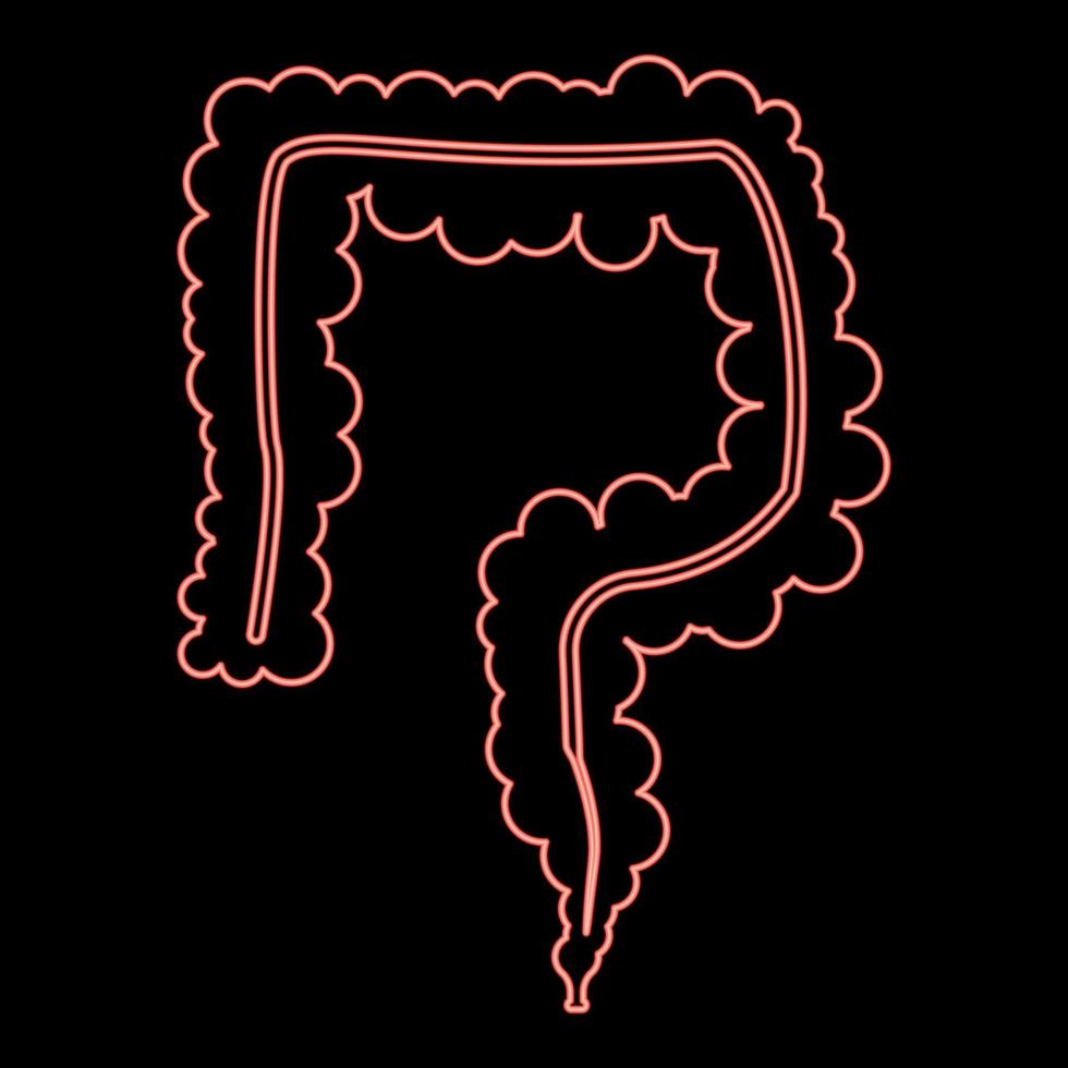 imagem de estilo plano de ilustração vetorial de cor vermelha do intestino néon vetor
