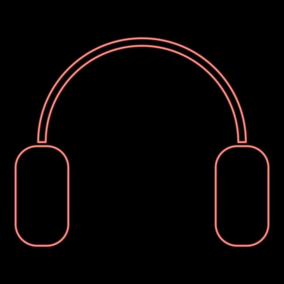 imagem de estilo plano de ilustração vetorial de cor vermelha de fone de ouvido neon vetor