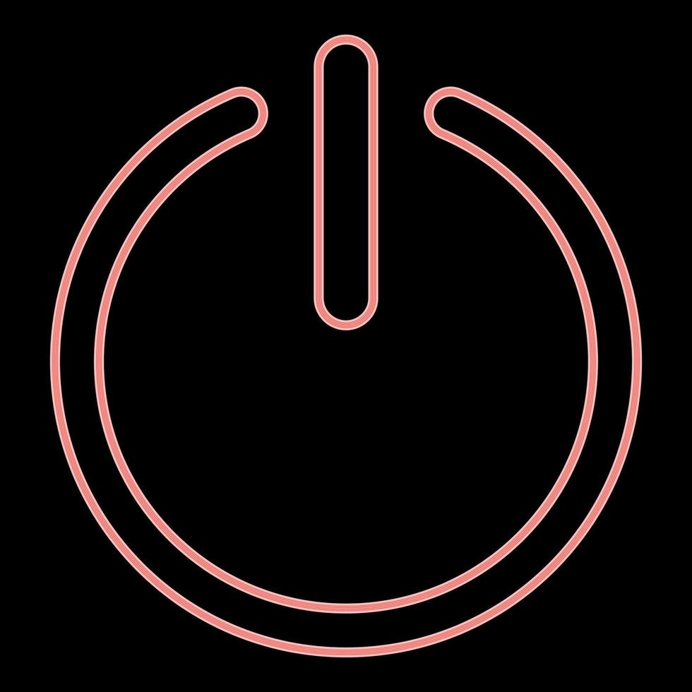 botão de néon ligar ou desligar o ícone. a imagem de estilo simples de ilustração vetorial de cor vermelha vetor