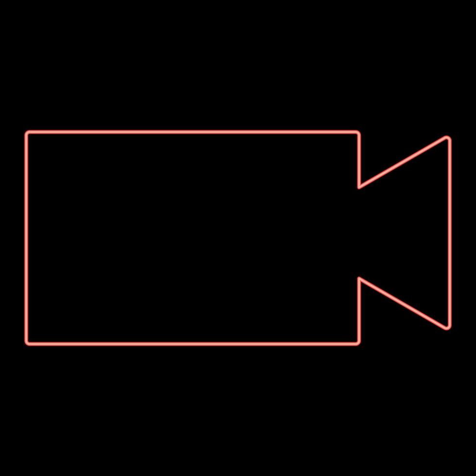imagem de estilo plano de ilustração vetorial de cor vermelha de câmera de vídeo neon vetor