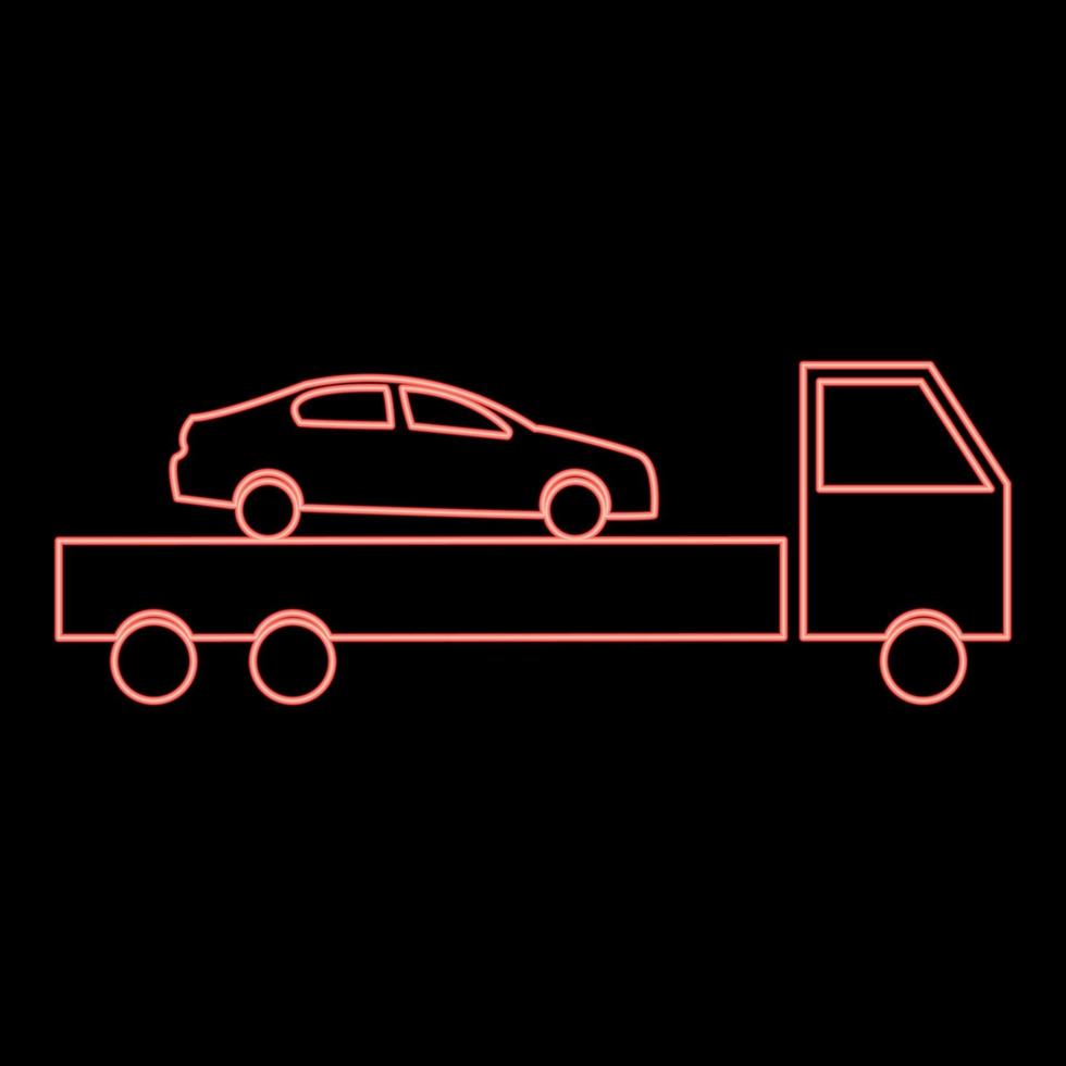 imagem de estilo plano de ilustração vetorial de cor vermelha de serviço de carro neon vetor