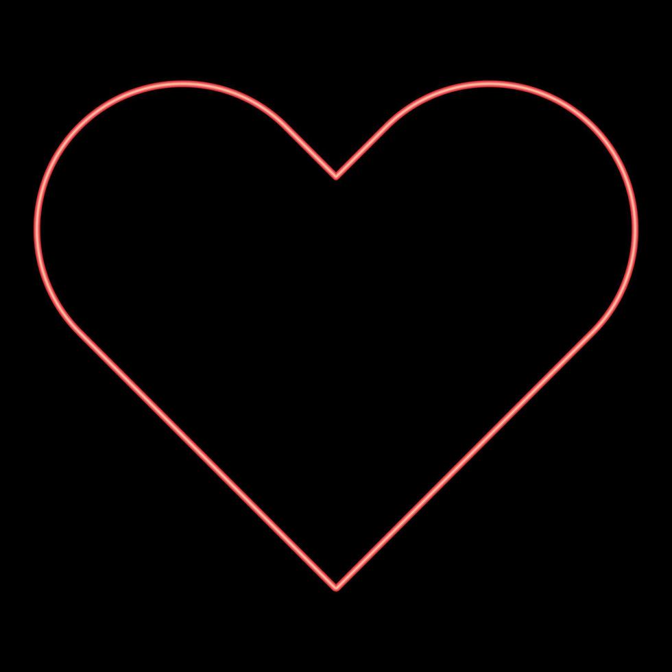 imagem de estilo plano de ilustração vetorial de cor vermelha de coração neon vetor