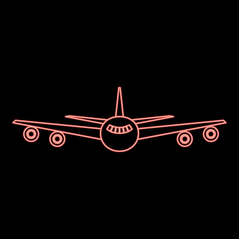 imagem de estilo plano de ilustração vetorial de cor vermelha de avião neon vetor