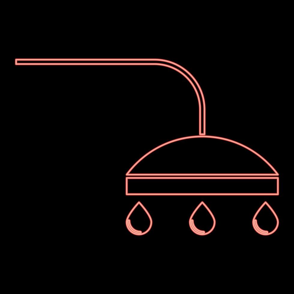 imagem de estilo plano de ilustração vetorial de cor vermelha de chuveiro de néon vetor