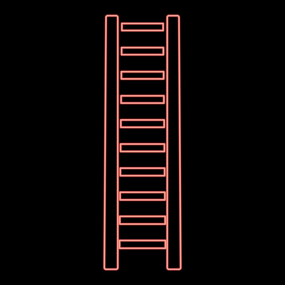 imagem de estilo plano de ilustração vetorial de cor vermelha escada de madeira neon vetor