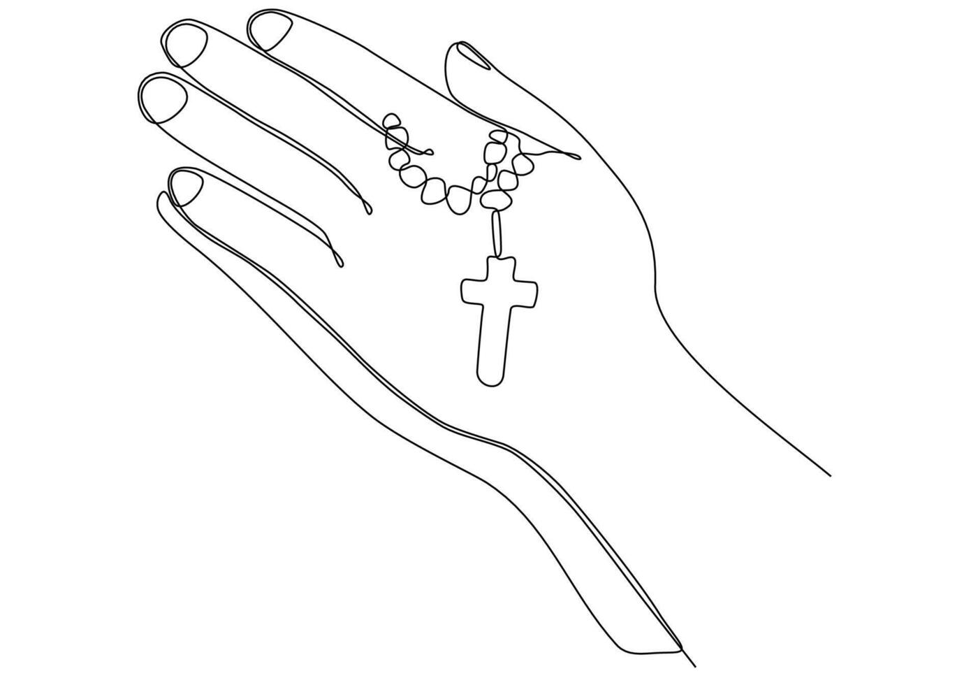 desenho de linha contínua da mão de oração. palmas das mãos juntas. ilustrações vetoriais. vetor
