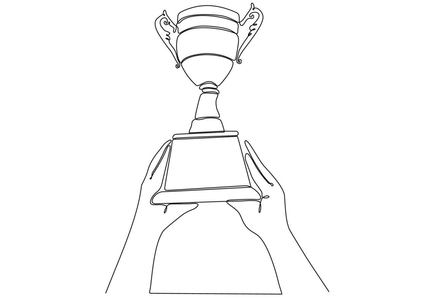 desenho de linha levantando continuamente as mãos campeão de competição campeão ilustração vetorial de conceito vetor