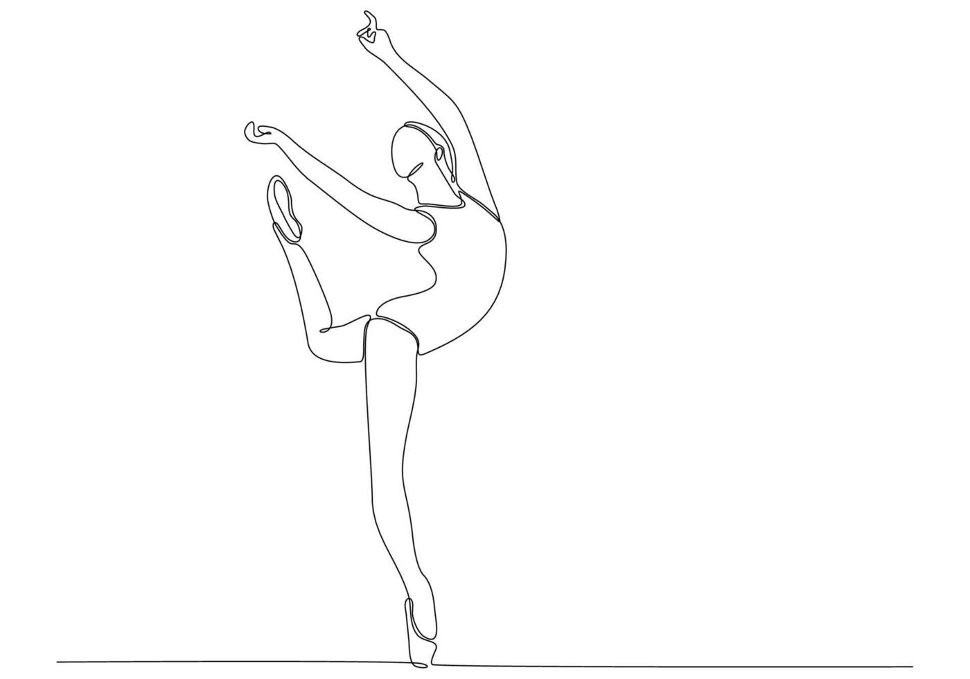 desenho de linha contínua. ilustração mostrando uma bailarina em movimento. arte. balé. ilustração vetorial vetor