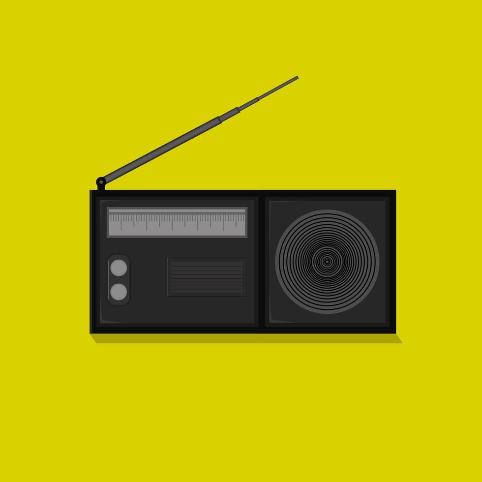 vetor de rádio preto e fundo amarelo