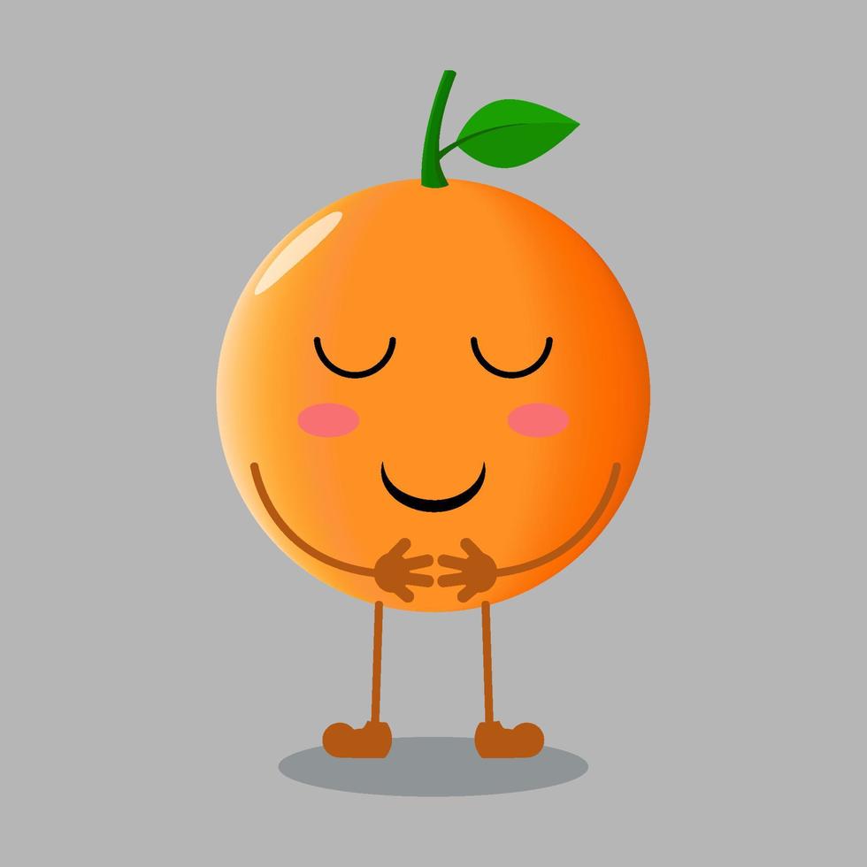 ilustração de fruta laranja fofa com expressão de sorriso vetor
