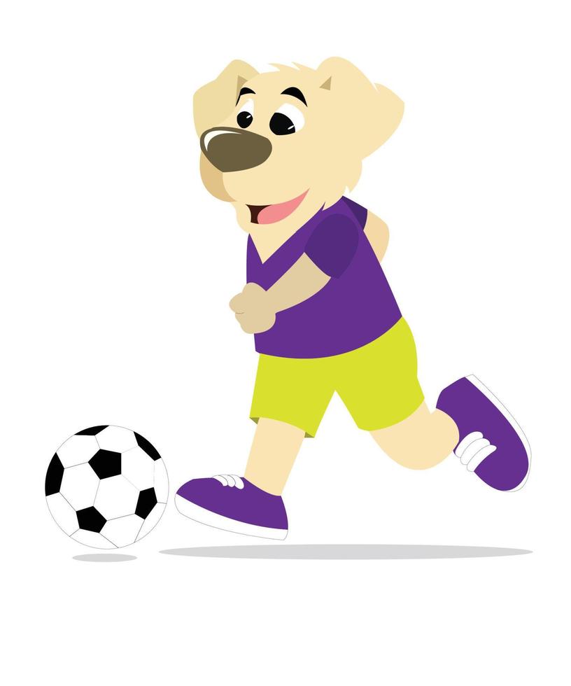 cão jogando futebol ilustração dos desenhos animados. estilo simples de ilustração vetorial dos desenhos animados. Página para colorir de cachorrinho e bola de futebol engraçado e fofo para crianças. vetor