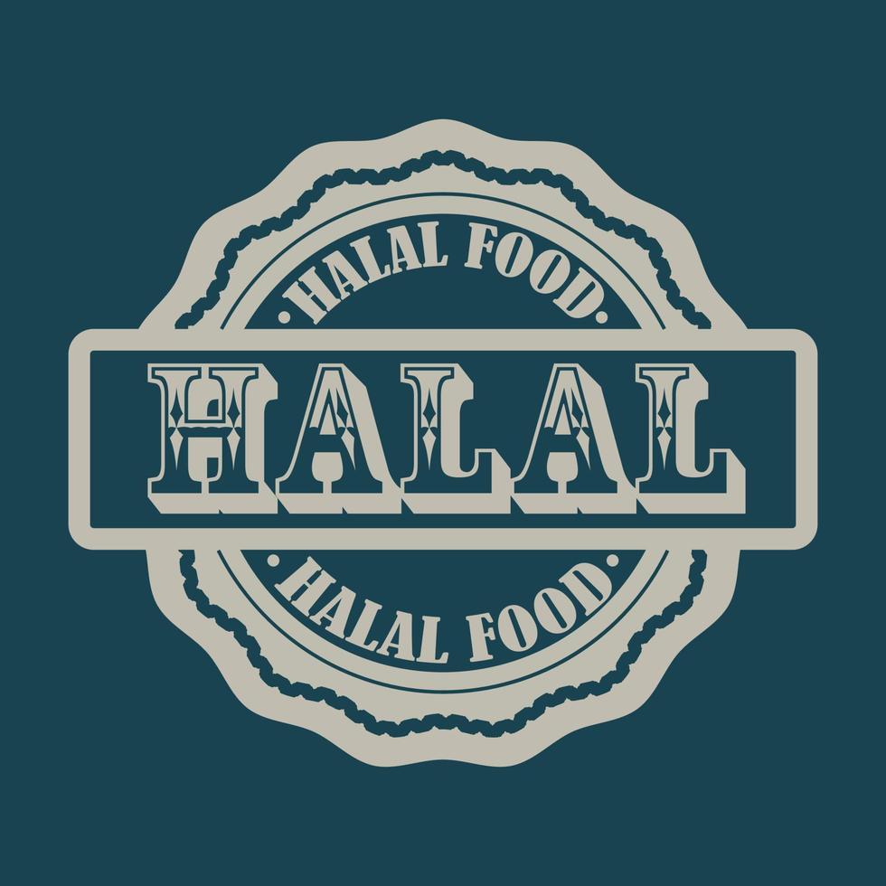 design de emblema halal. design de logotipo retrô vintage, ícone, carimbo, etiqueta de produto para fins comerciais vetor