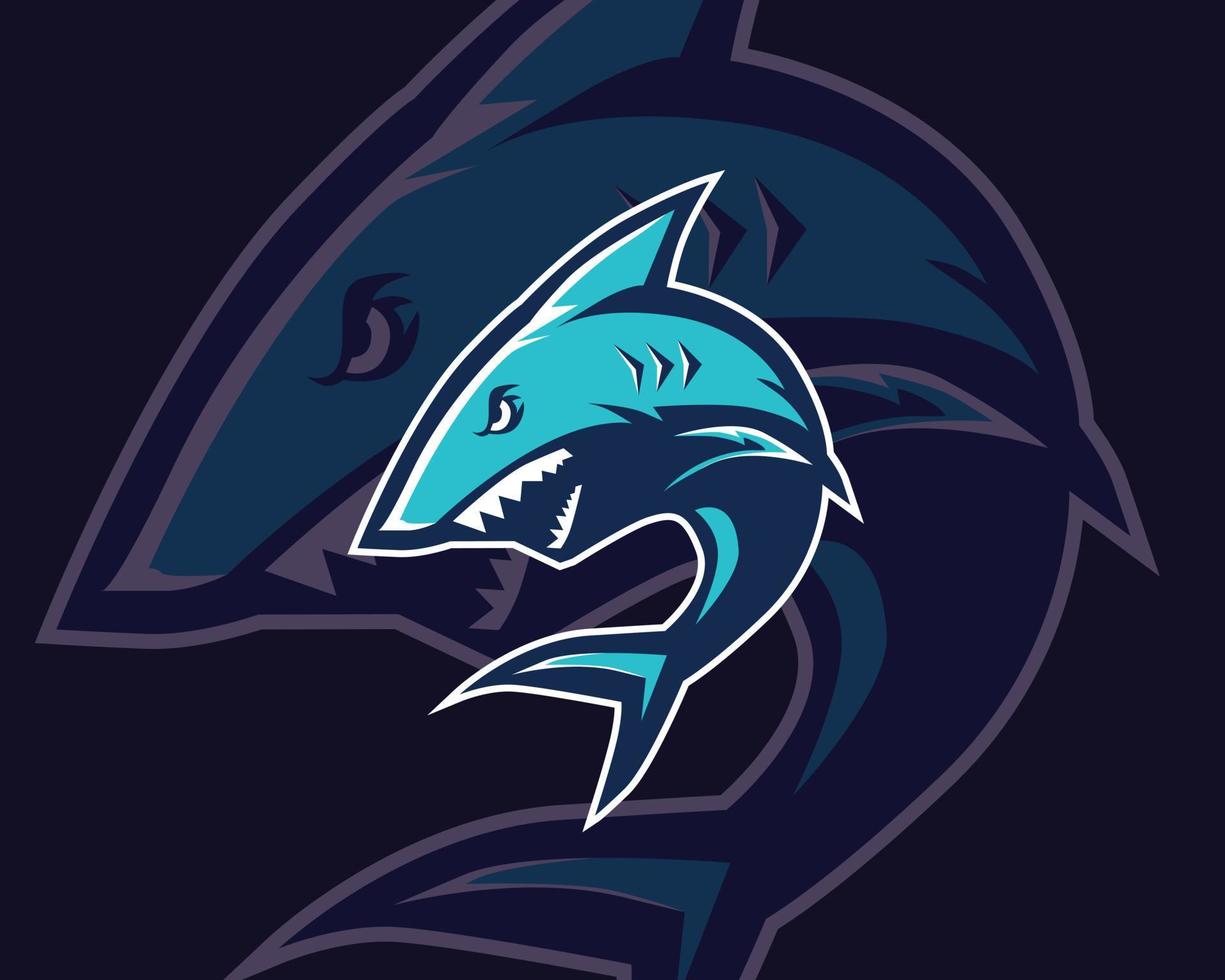 logotipo de e-sports de tubarão vetor