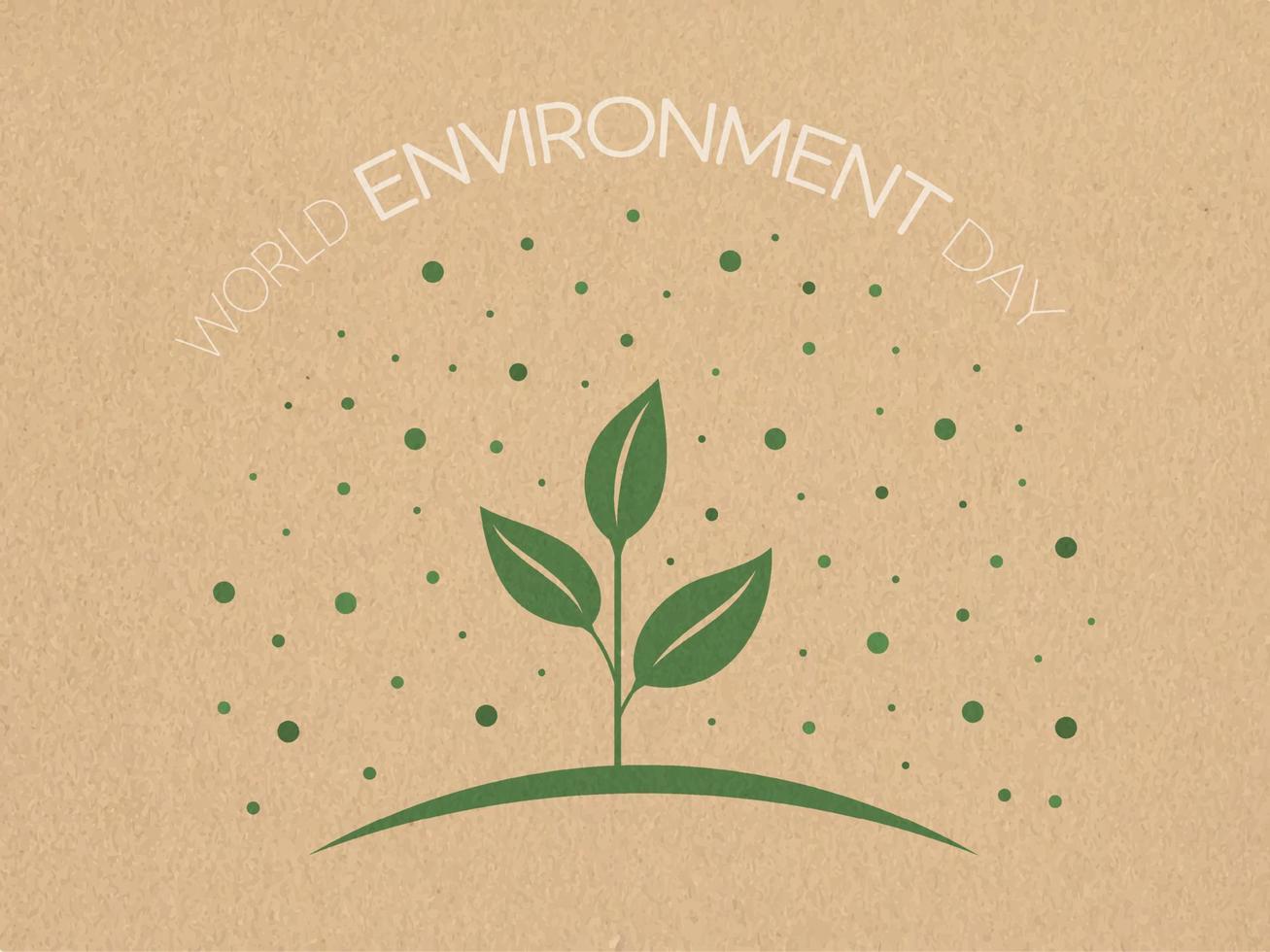 broto verde no fundo de papel ofício, papelão. dia Mundial do Meio Ambiente. tema ambiental. ilustração vetorial. vetor