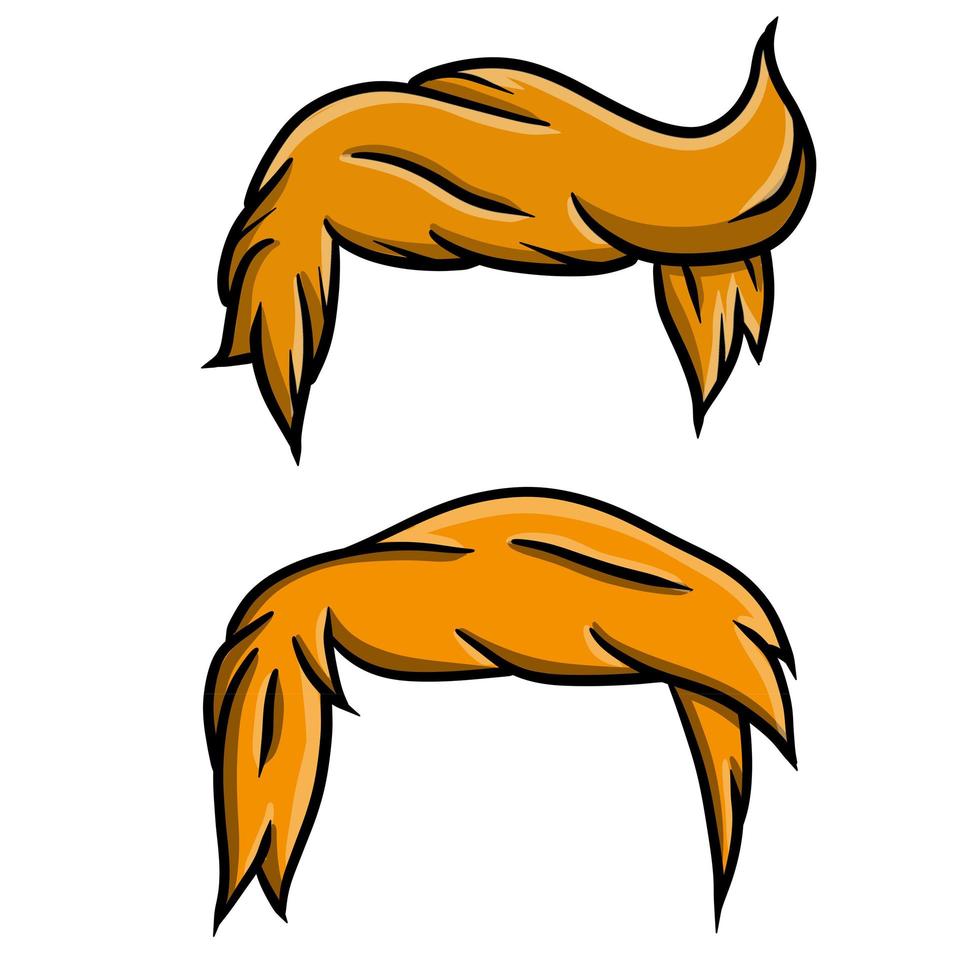 conjunto de penteados vermelhos. cabelo laranja. ilustração desenhada à mão. vetor