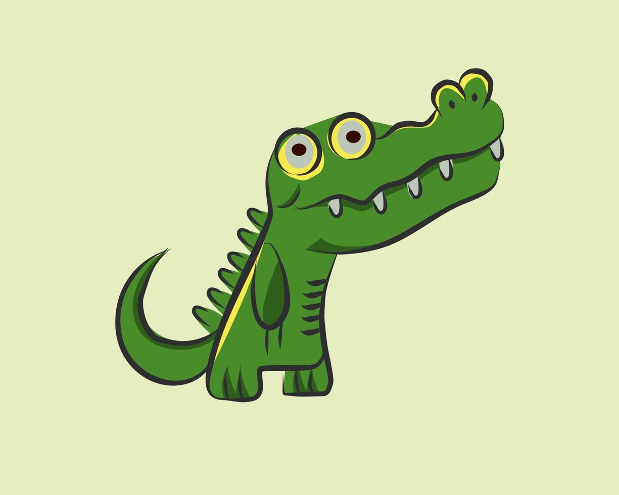 ilustração vetorial de um crocodilo com fome ou triste vetor