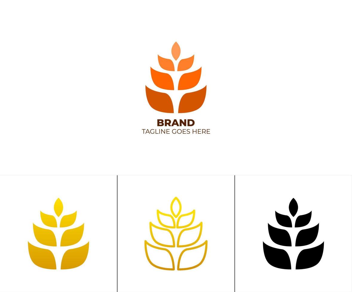 modelos de logotipo, símbolos e ilustrações com forma de grão. este logotipo é para empresa agrícola vetor