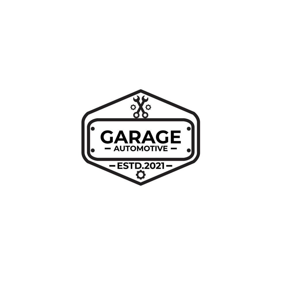 oficina de garagem logotipo automotivo ícone de vetor clássico design de ilustração minimalista vintage