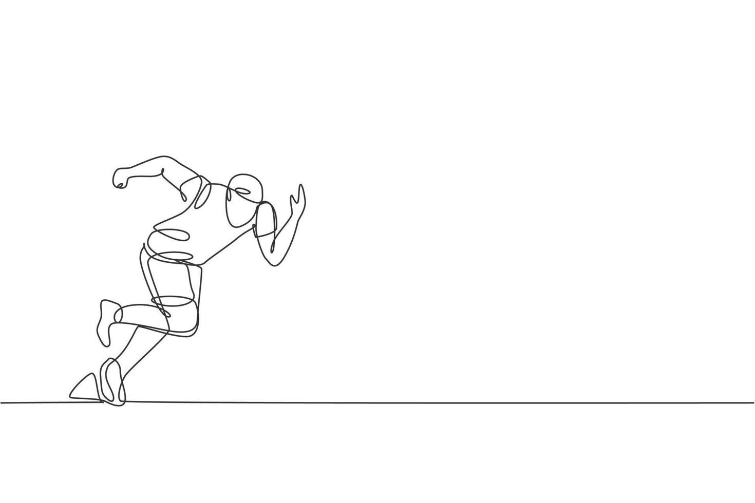 um desenho de linha contínua de treinamento de foco do jovem corredor  desportivo para correr rápido.