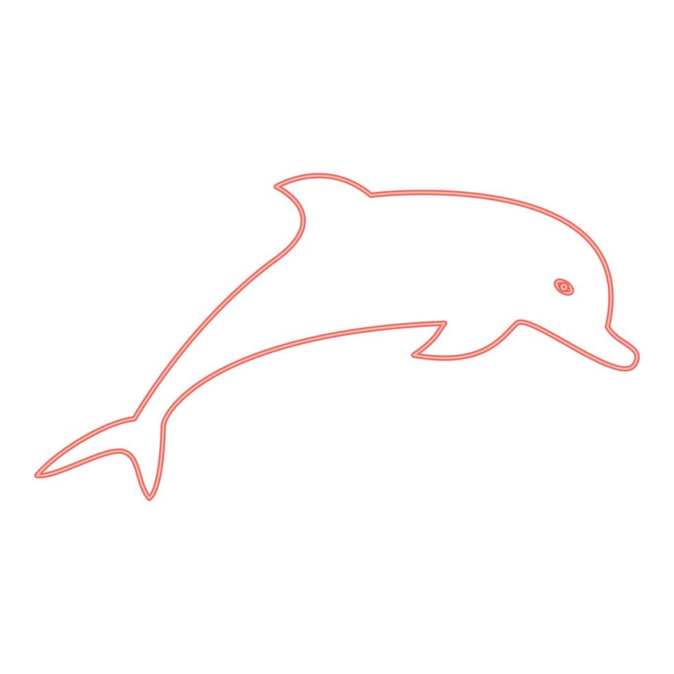 imagem de estilo plano de ilustração vetorial de cor vermelha de golfinho neon vetor