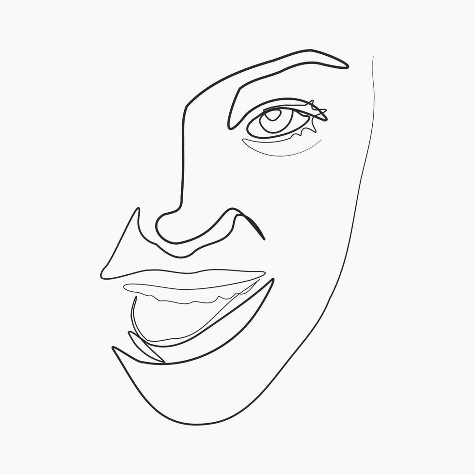 surreal enfrenta linha contínua, desenho de rostos e penteados definidos, conceito de moda, beleza feminina, minimalista, ilustração vetorial, muito sexy. retrato contemporâneo vetor