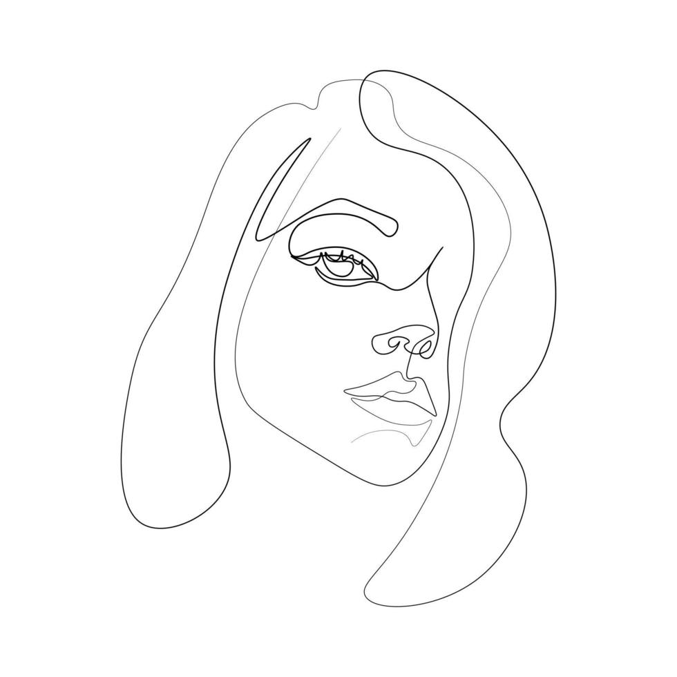 surreal enfrenta linha contínua, desenho de rostos e penteados definidos, conceito de moda, beleza feminina, minimalista, ilustração vetorial, muito sexy. retrato contemporâneo vetor