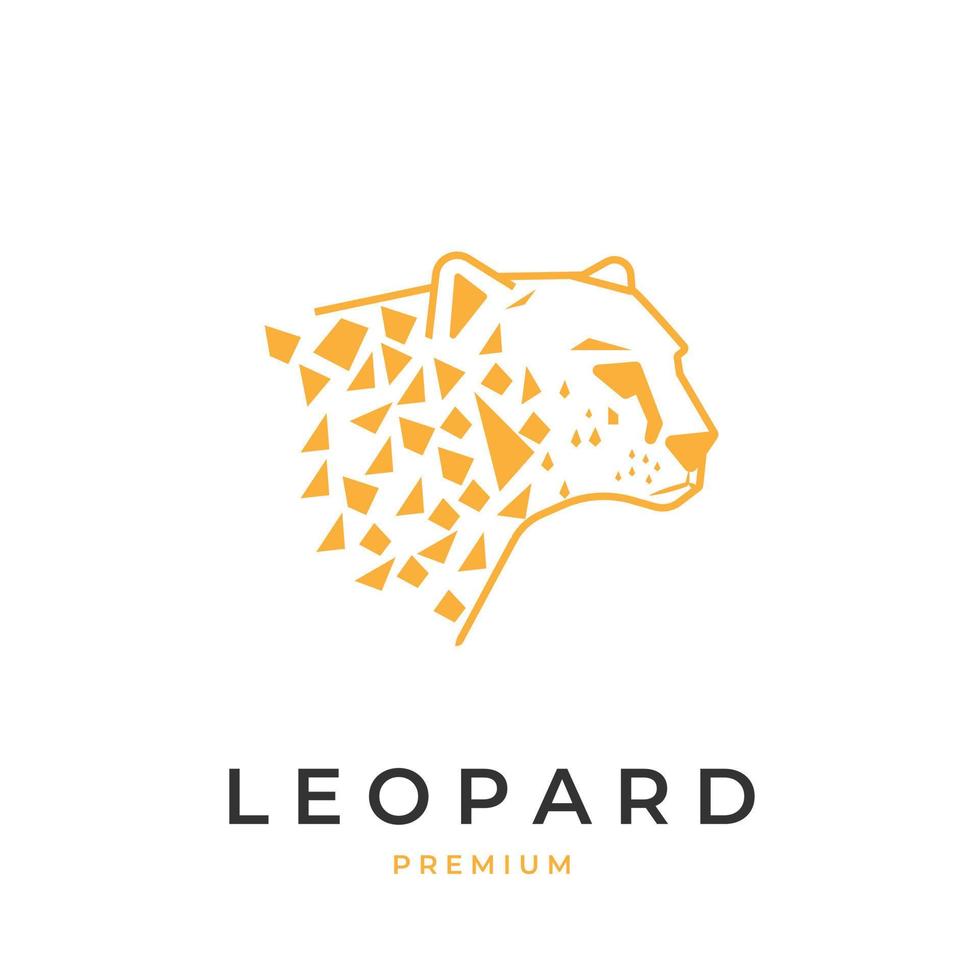 logotipo de ilustração de cabeça de tigre leopardo com padrão geométrico amarelo vetor