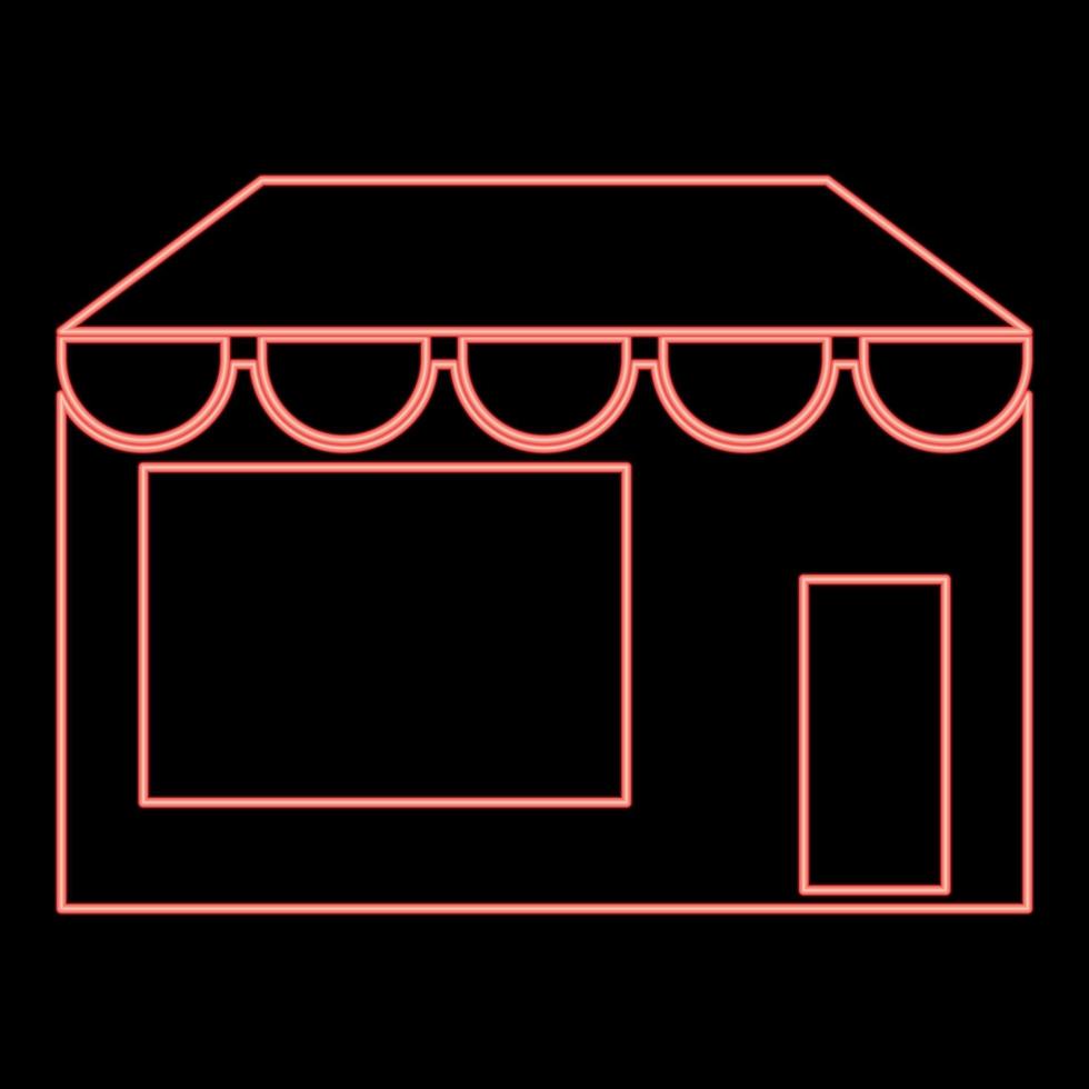 ícone de loja de néon cor preta no círculo ilustração vetorial de cor vermelha imagem de estilo plano vetor