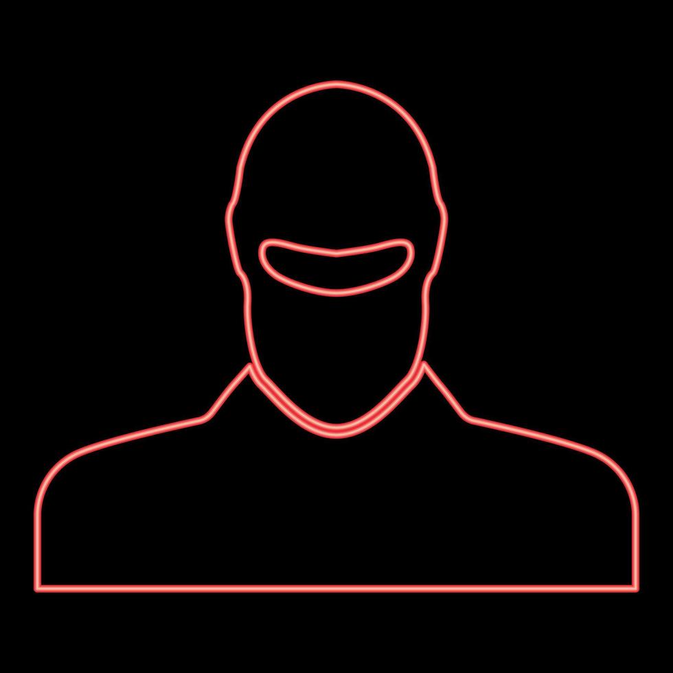 Neon man balaclava ou pasamontanas cor vermelha ilustração vetorial imagem estilo plano vetor